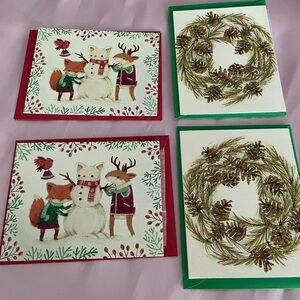 Papyrus Christmas Greeting Cards, Teagan White Amy Blay, Gold Wreath & Woodland